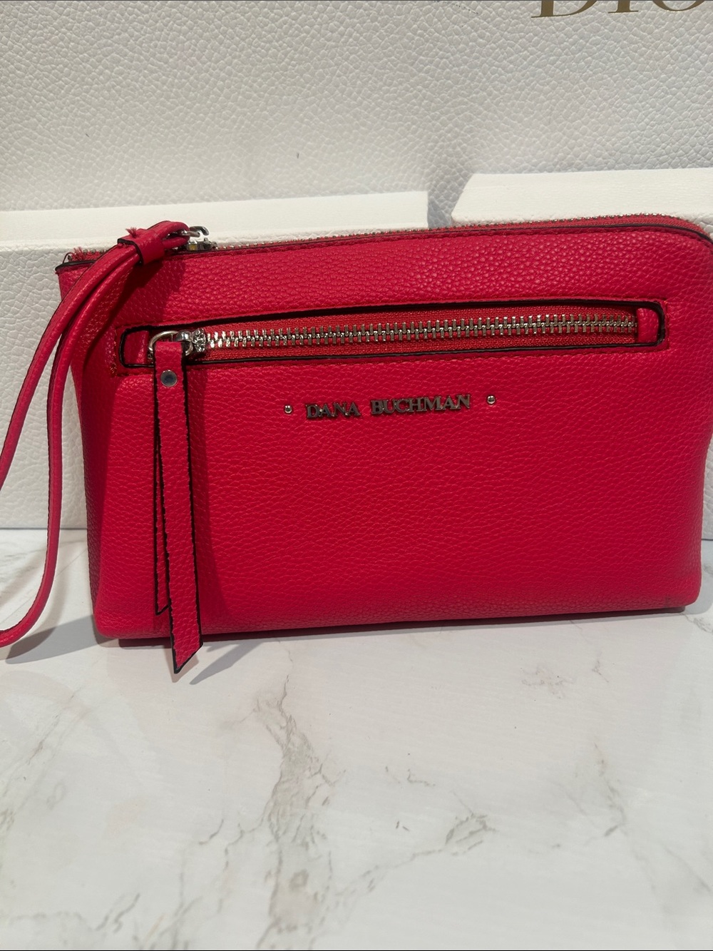 Dana Buchman Hot Pink Pebbled Leather Wristlet